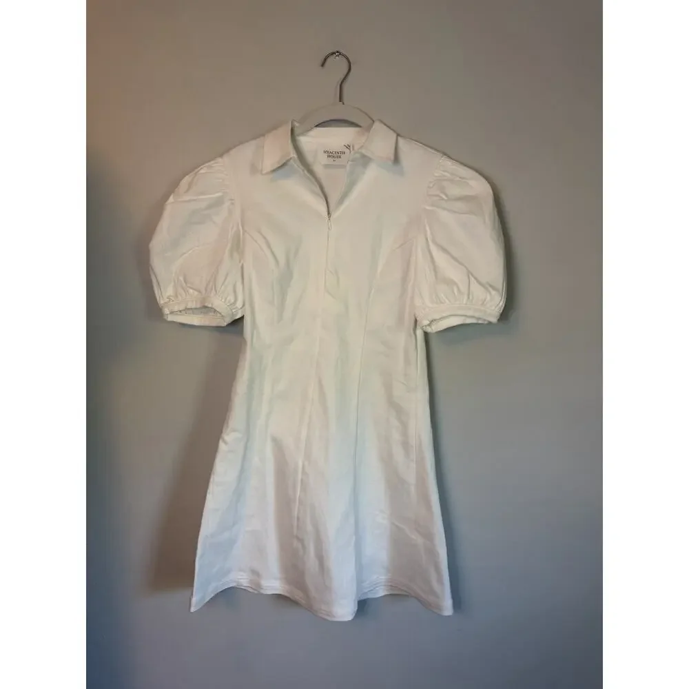 hyacinth house white front zip denim mini dress Hyacinth House White Front Zip Denim Mini Dress White Denim / XS